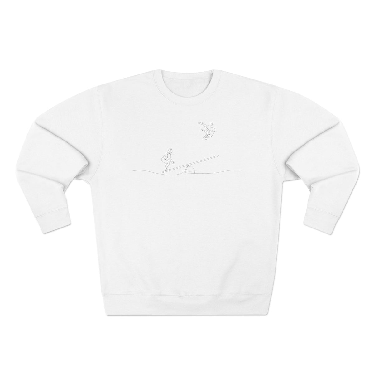 Teeterboard Line Art | Two Male Acrobats Crewneck Sweatshirt