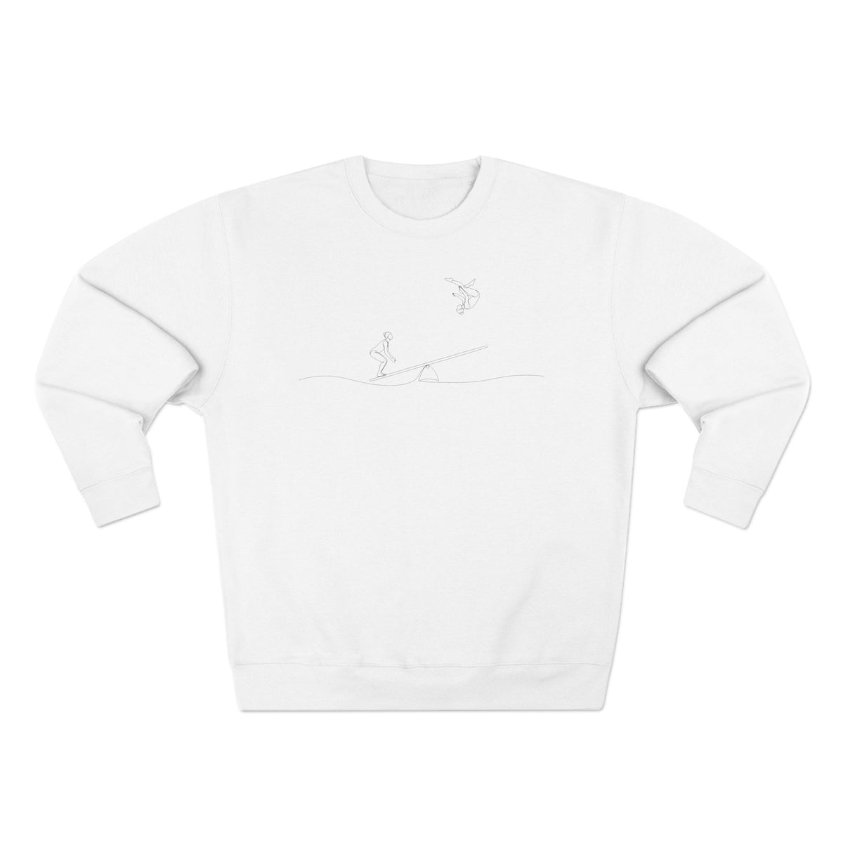 Teeterboard Line Art | 2 Female Acrobats Crewneck Sweatshirt
