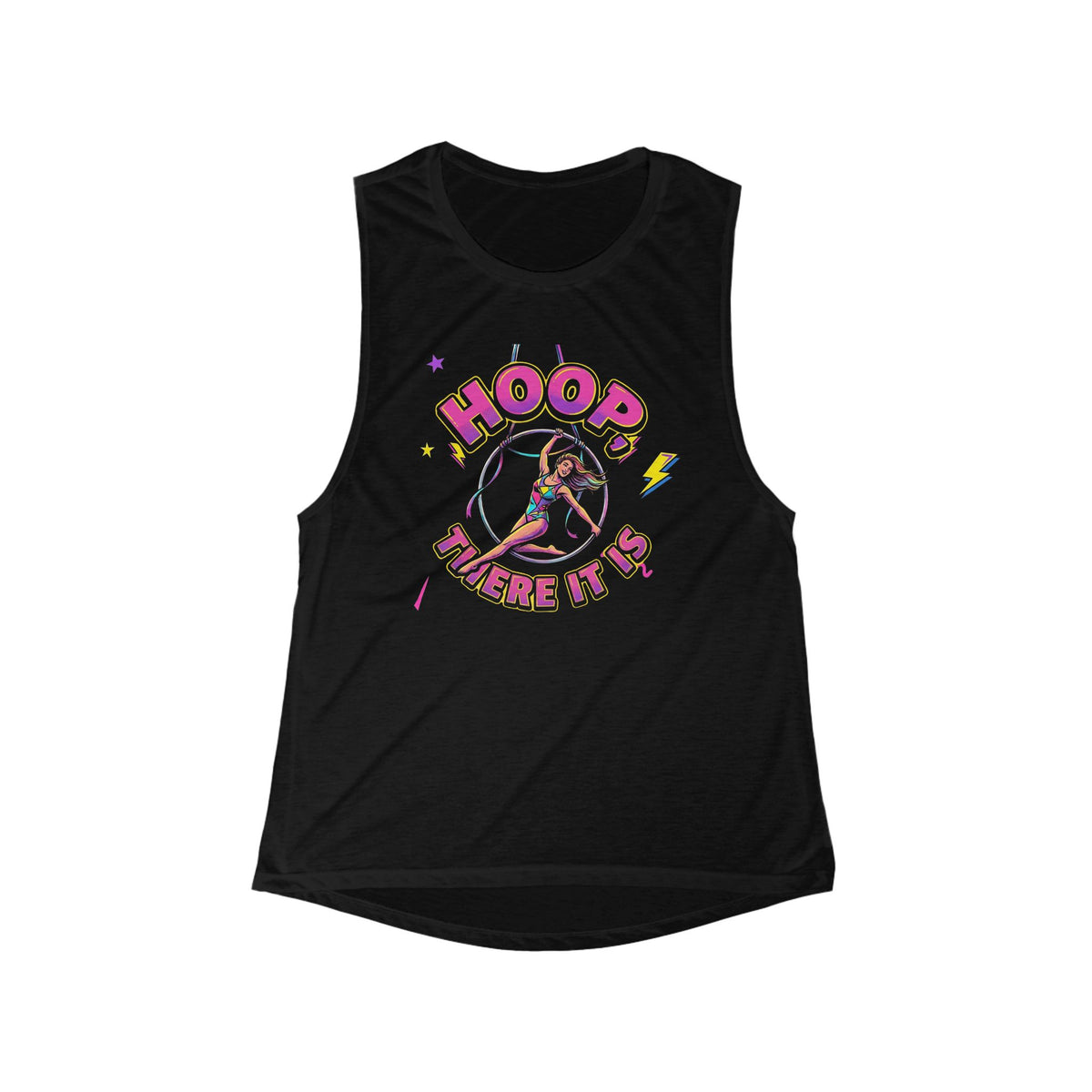 Hoop There It Is Women's Muscle Tank — Retro Neon Lyra Fitness Top