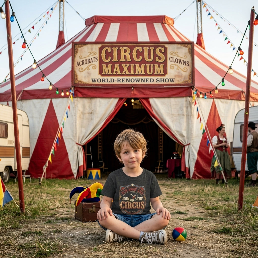 Youth Tee — "Run Away and Join the Circus" Vintage Tee