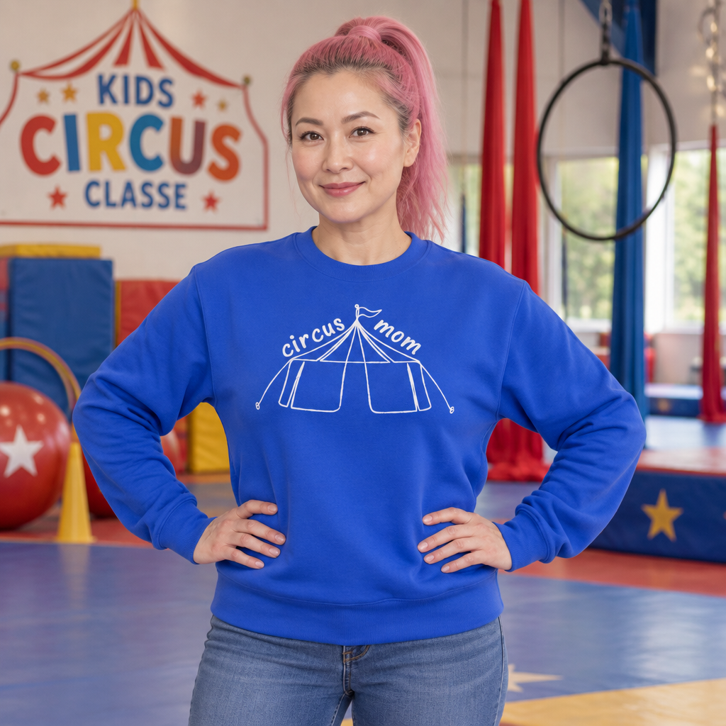 Minimalist Line Art Circus Mom Crewneck Sweatshirt