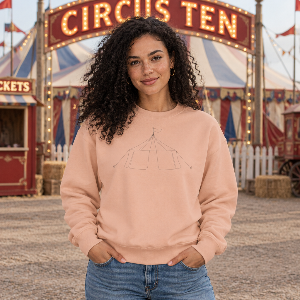 Minimalist Line Art Circus Tent Crewneck Sweatshirt