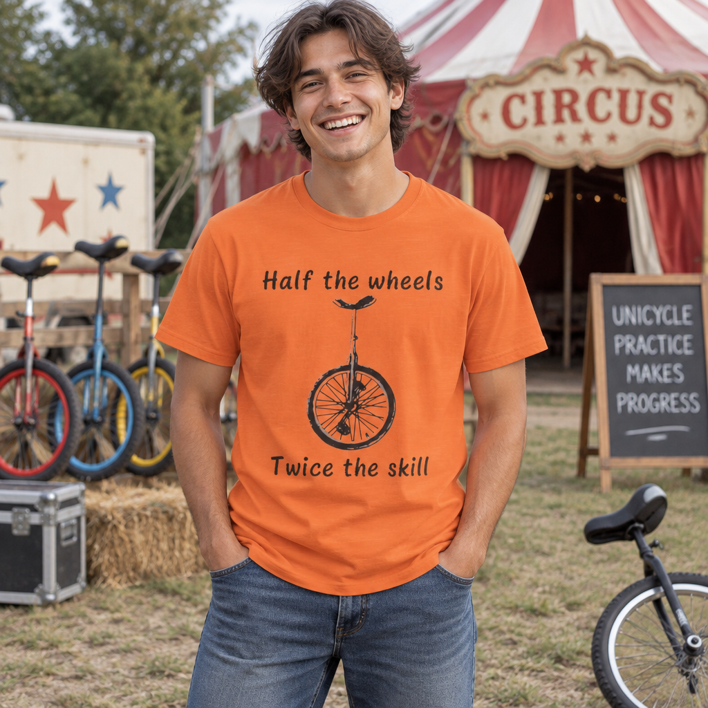 Half the Wheels Twice the Skill Unicycle T-Shirt