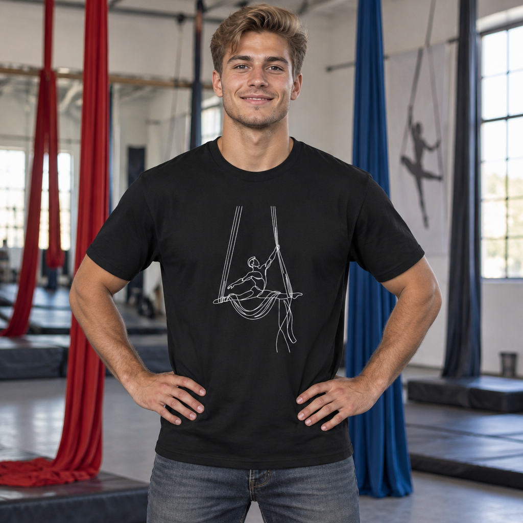 Line Art Aerial Silks Masculine Figure T-Shirt