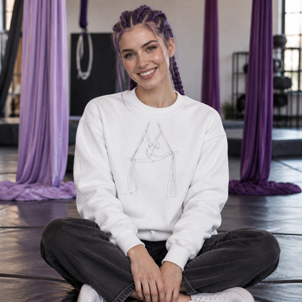 Line Art Aerial Silks Feminine Figure Crewneck Sweatshirt