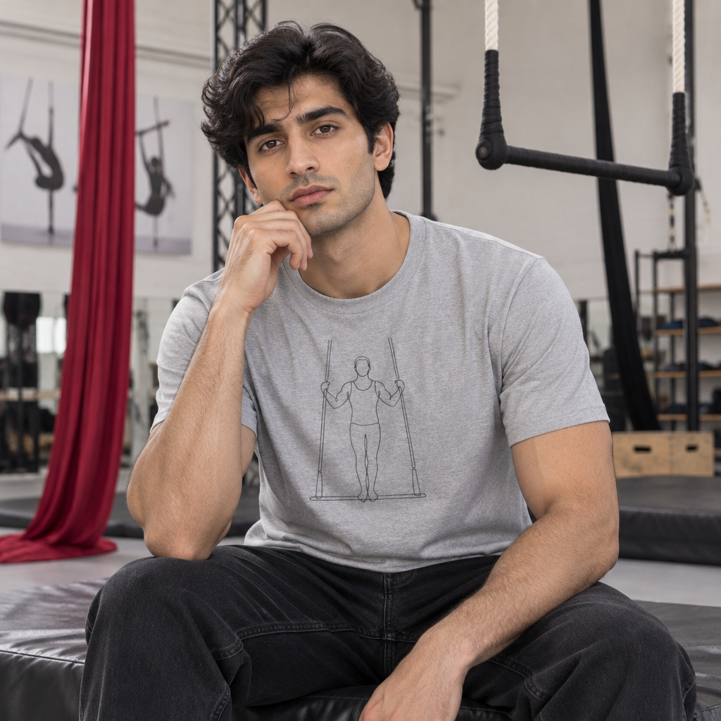 Line Art Trapeze Masculine Figure T-Shirt