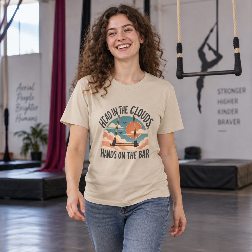 Head in the Clouds, Hands on the Bar Trapeze T-Shirt