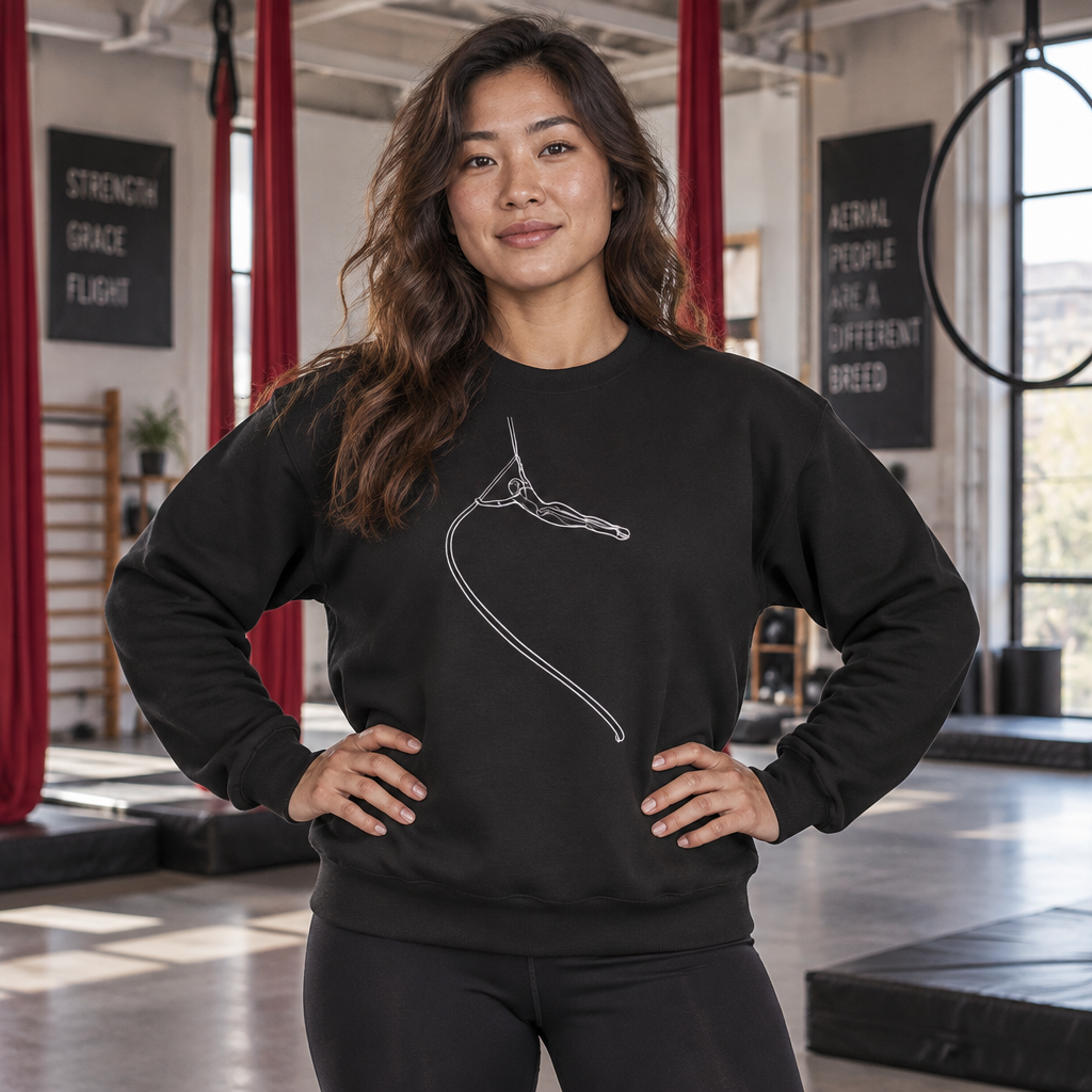 Line Art Spanish Web/Rope Spinning Aerialist Crewneck Sweatshirt