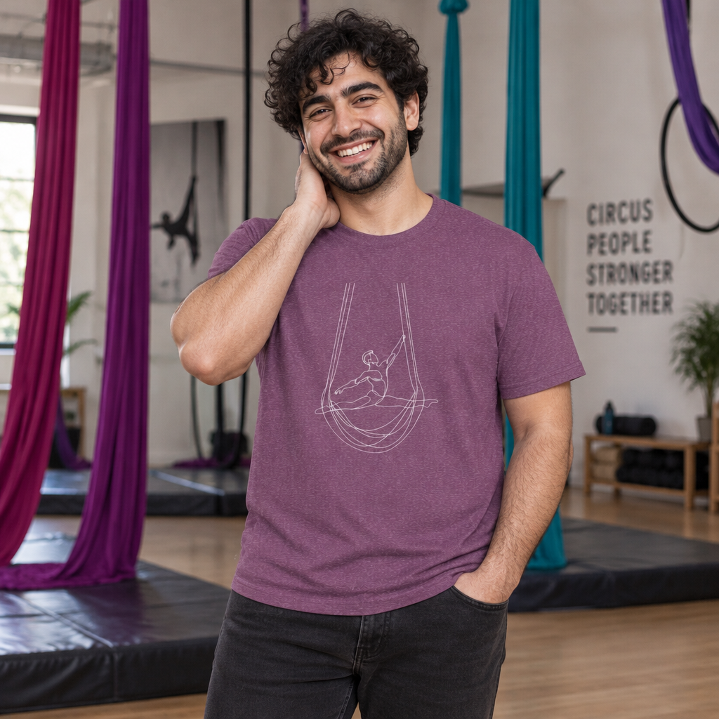 Line Art Aerial Hammock Masculine Figure T-Shirt