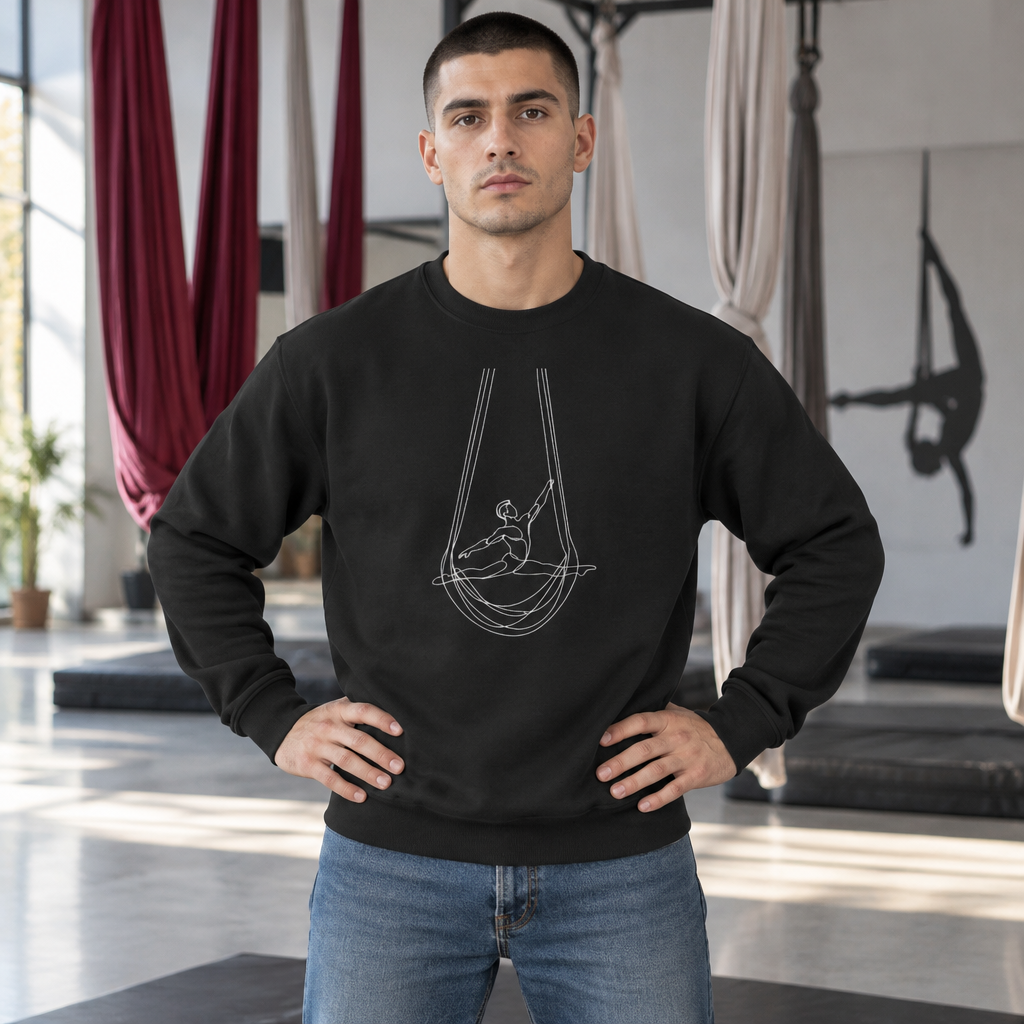 Line Art Aerial Hammock Masculine Figure Crewneck Sweatshirt