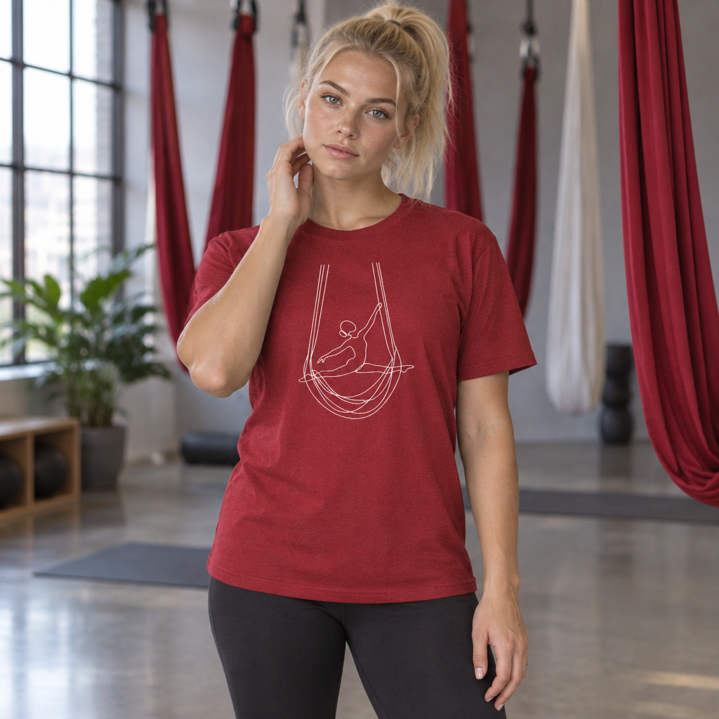 Line Art Aerial Hammock Feminine Figure T-Shirt