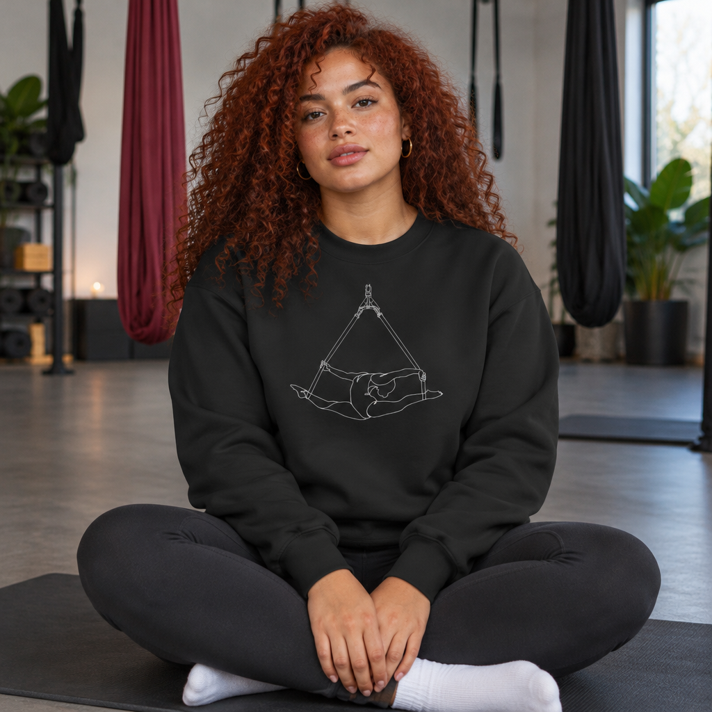 Line Art Aerial Straps Feminine Figure Crewneck Sweatshirt