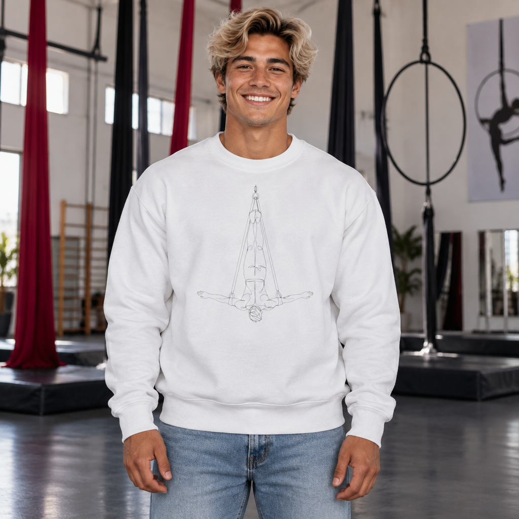 Line Art Aerial Straps Masculine Figure Crewneck Sweatshirt