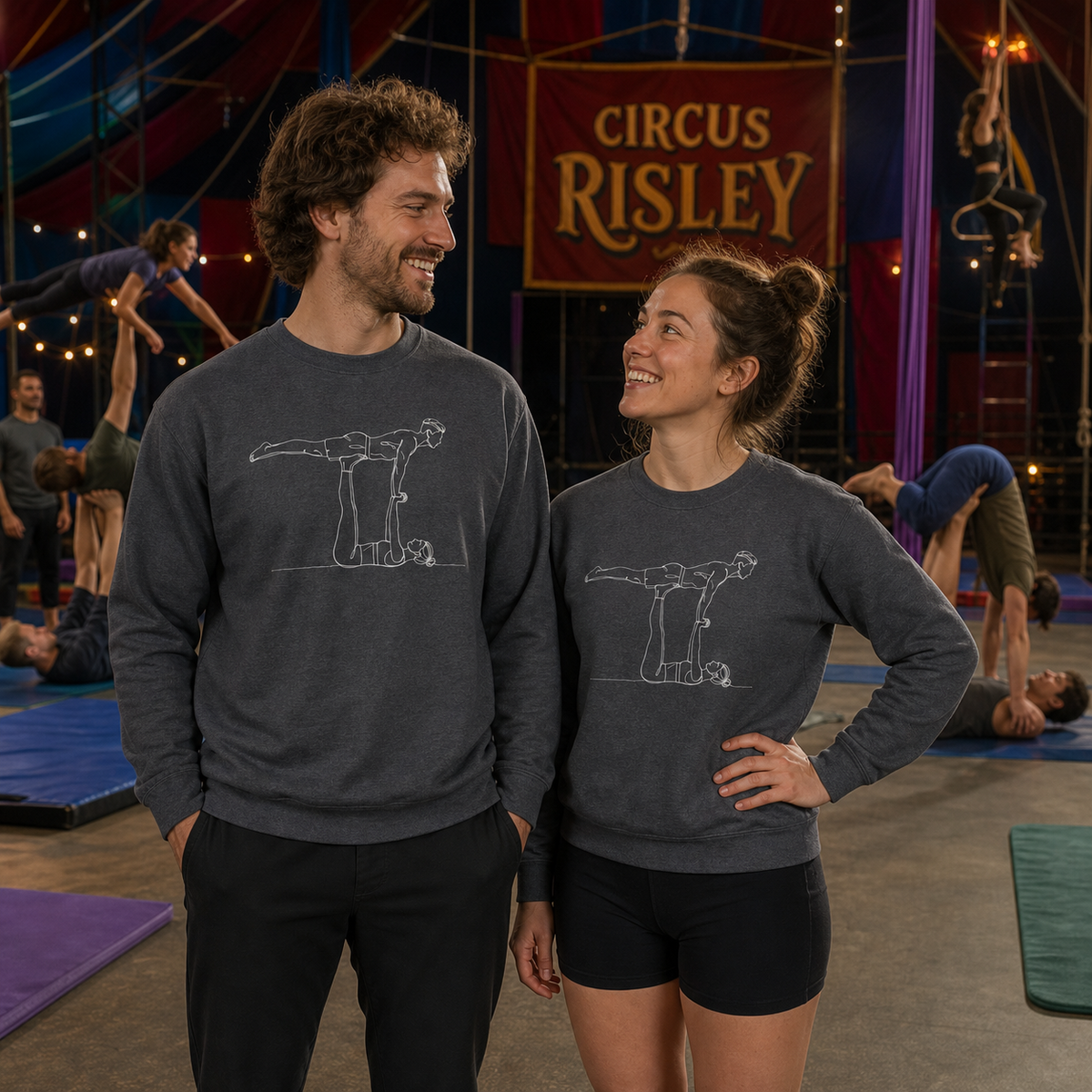 Risley Line Art | Female Base & Male Flyer Crewneck Sweatshirt