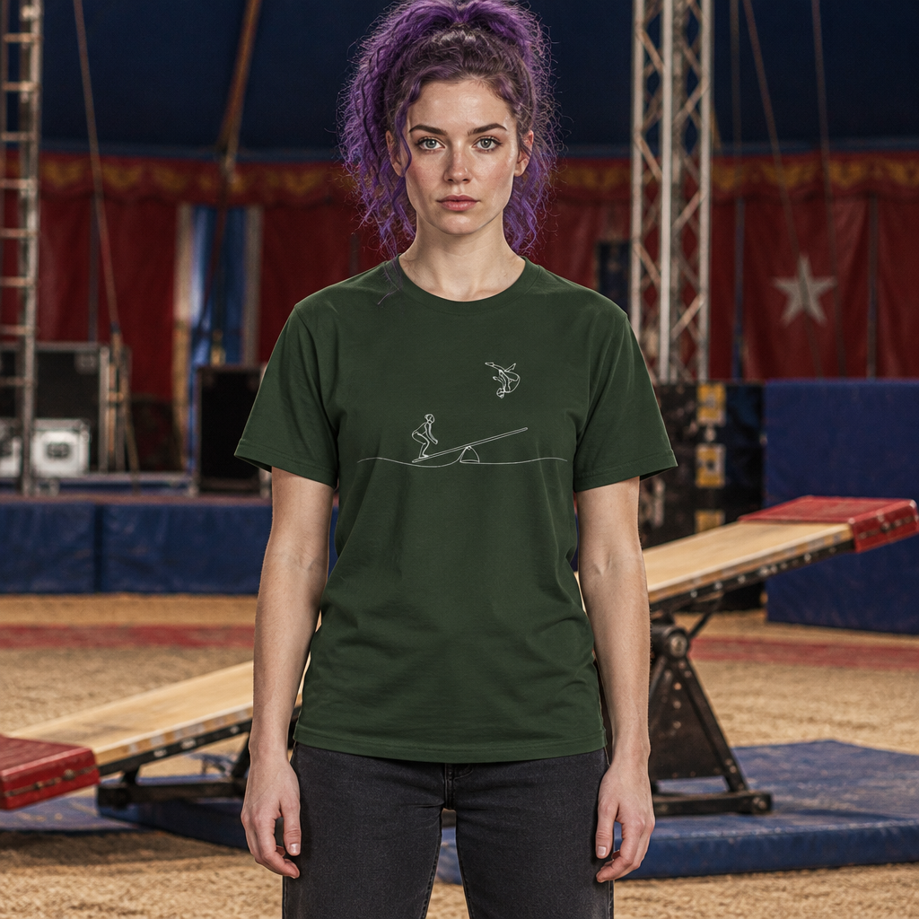 Teeterboard Line Art | Two Female Acrobats T-Shirt