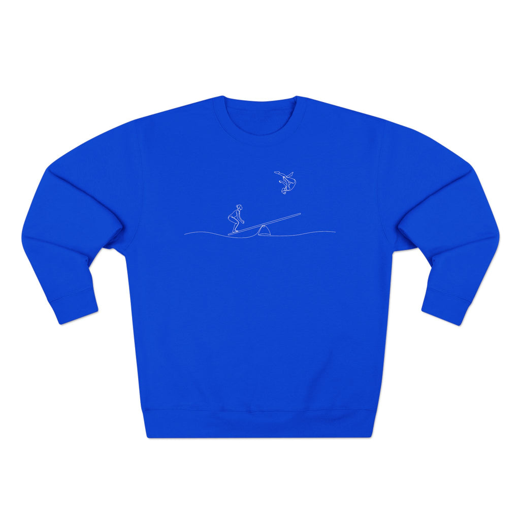 Teeterboard Line Art | 2 Female Acrobats Crewneck Sweatshirt