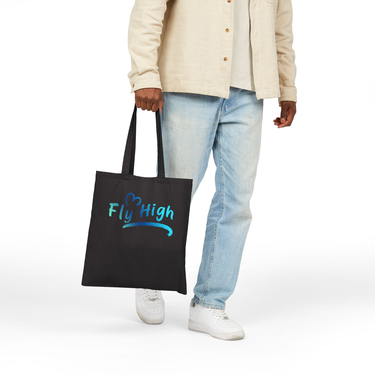 Tote Bag — "Fly High" Gradient Script Canvas Tote